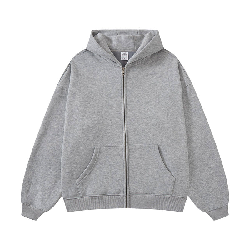 Unisex nan Kapuzen-Sweatjacke mit durchgehendem Reißverschluss, oversized Passform und Kängurutaschen EB