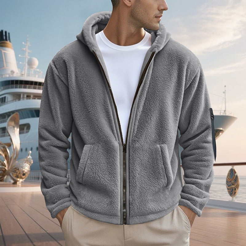 Herren Fleecejacke mit hohem Kragen und Wärmeisolierung EB