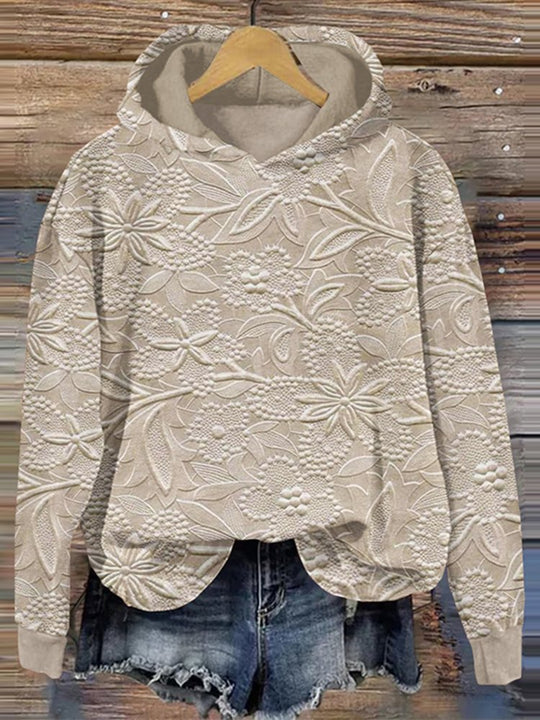 Damen Kapuzenpullover mit floralem Reliefdesign EB