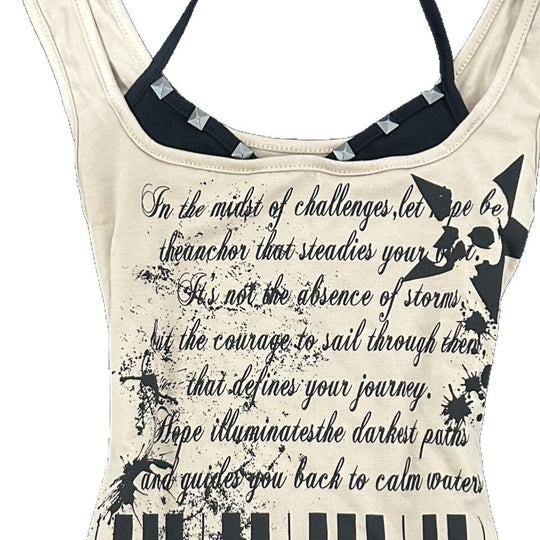 Damen musikalisches Graphic-Tanktop mit einzigartigem Schnitt EB