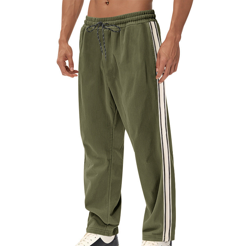 Herren Entspannte Cordoptik-Trackpants mit Seitenstreifen, Gummibund & Kordelzug EB