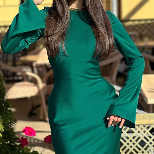 Damen elegantes Maxikleid mit weitem Schnitt und eleganten Ärmeln EB