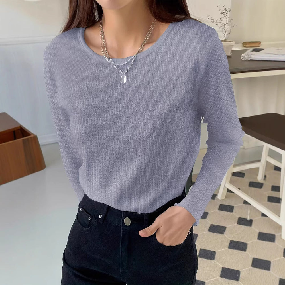 Damen Langarmshirt mit strukturiertem Feinstrick EB