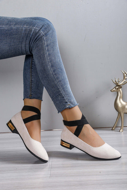 Damen Elegante Ballerinas mit elastischem Riemchen EB