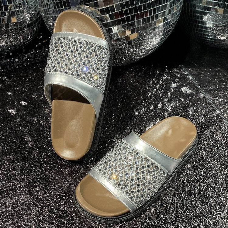Damen Glamouröse Sandalen mit funkelndem Strassbesatz EB