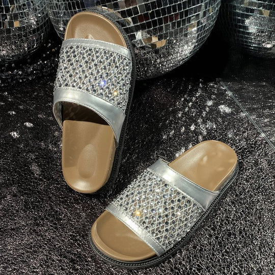 Damen Glamouröse Sandalen mit funkelndem Strassbesatz EB