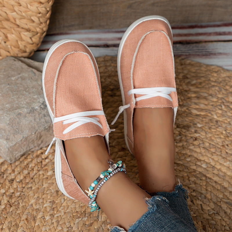 Damen  lässige Leinen-Slipper mit gepolstertem Memory-Fußbett und rutschfester Flexsohle EB