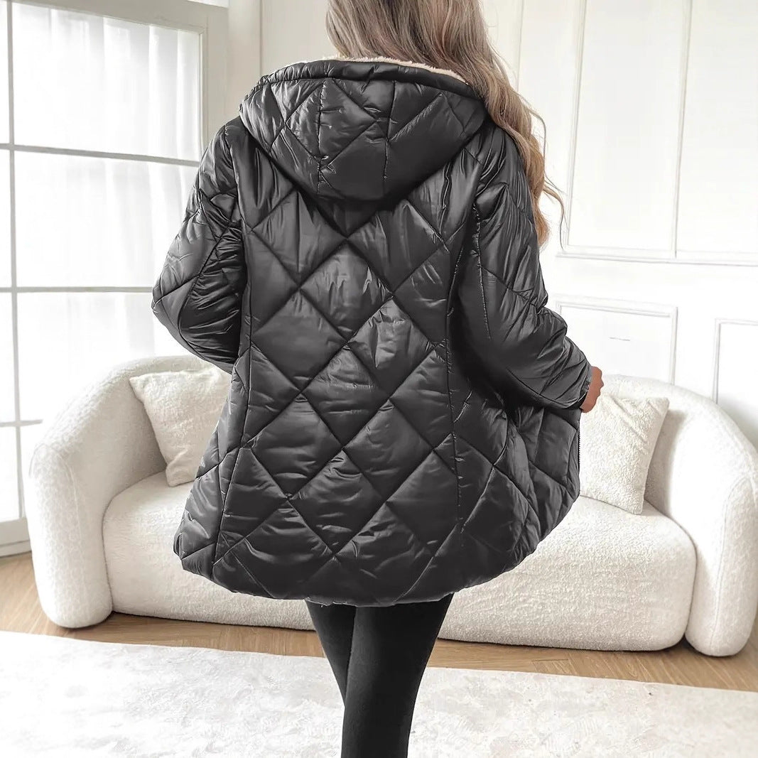 Damen Steppjacke mit Teddyfutter und Kapuze EB