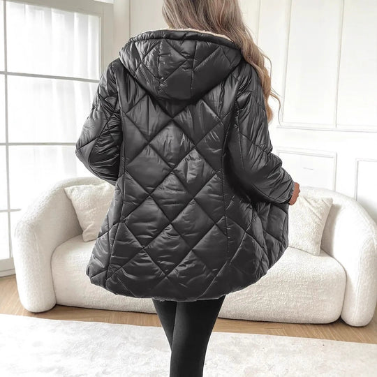 Damen Steppjacke mit Teddyfutter und Kapuze EB
