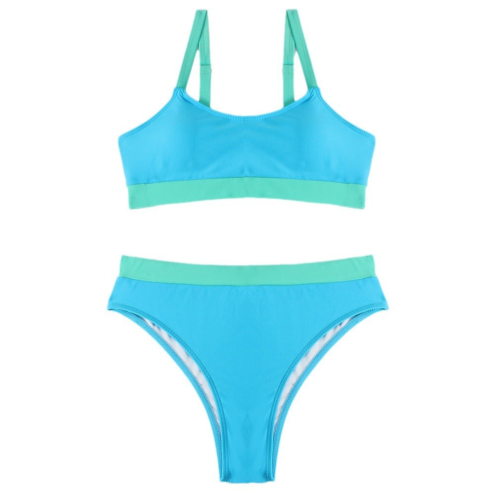Damen Sport Bikini-Set mit hohem Bund und breiten Trägern EB