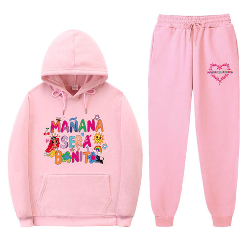 Damen Sweatshirt- und Jogginghose-Set mit buntem Aufdruck EB