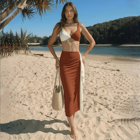 Damen Bikiniset mit eleganter Drapierung und modischem Wickelrock EB