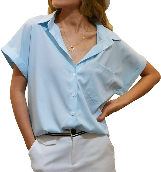 Damen elegant geschnittene Kurzarmbluse EB