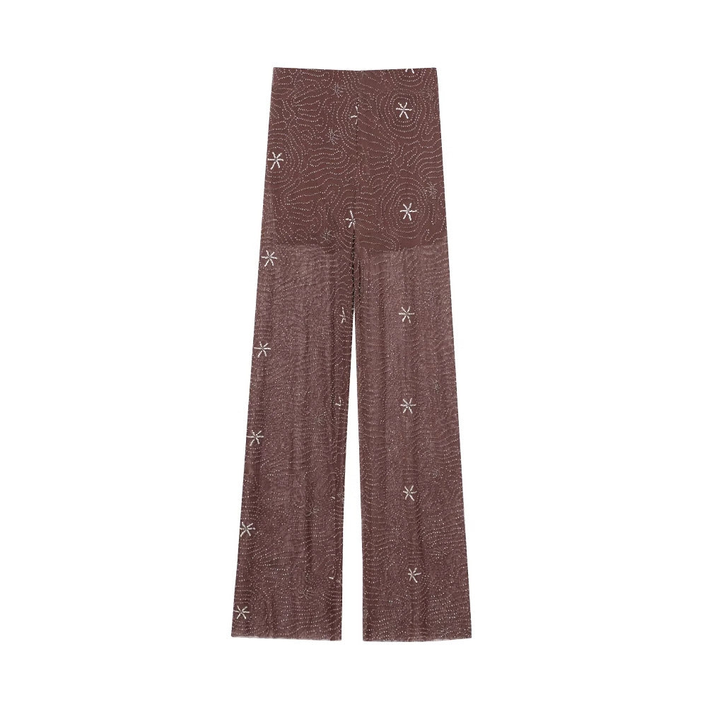 Damen Weite Hosen mit eleganter Stickerei EB