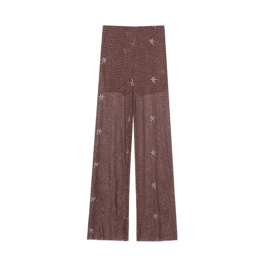 Damen Weite Hosen mit eleganter Stickerei EB