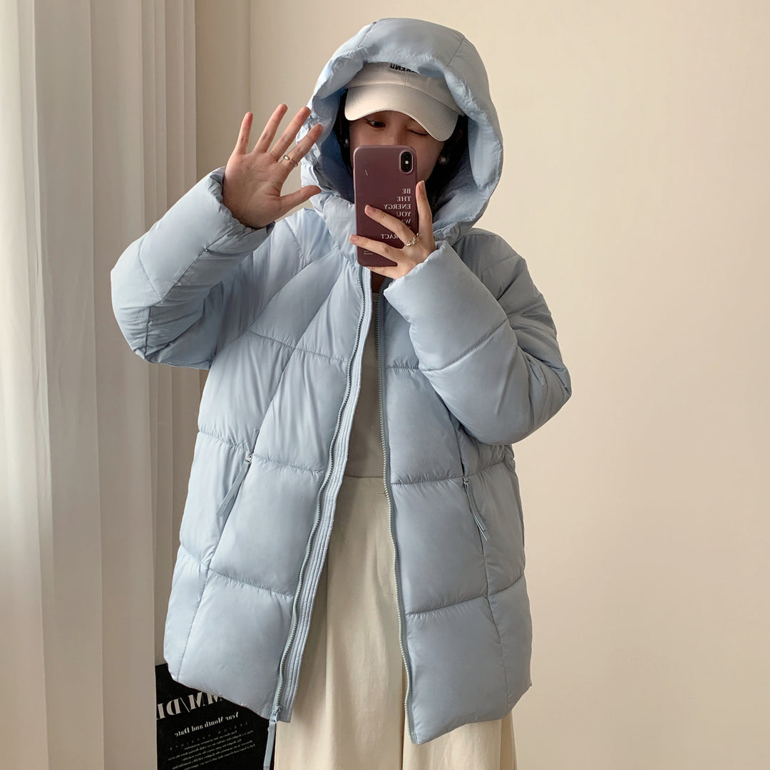 Damen Übergroße Pufferjacke mit Kapuze und praktischen Eingrifftaschen EB
