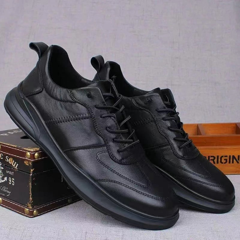 Damen Sportliche Leder Sneakers mit dämpfender Laufsohle und rutschfestem Profil EB