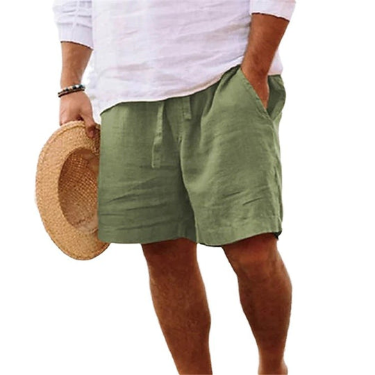Herren luftige Leinen-Shorts mit elastischem Bund und praktischen Seitentaschen EB