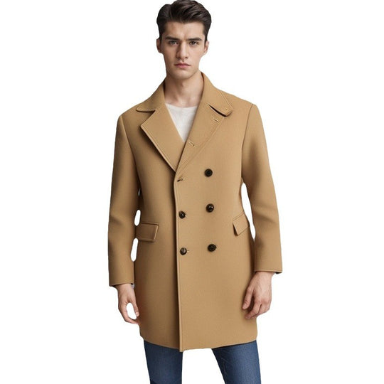 Herren eleganter Doppelt-geknöpfter Wollmantel EB