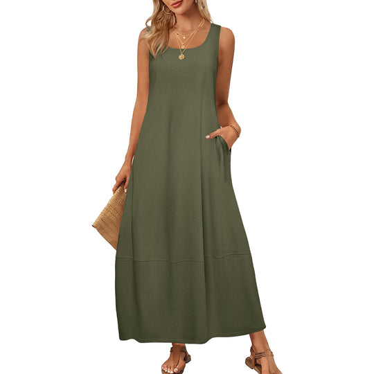 Damen Maxikleid im entspannten Schnitt mit praktischen Taschen EB