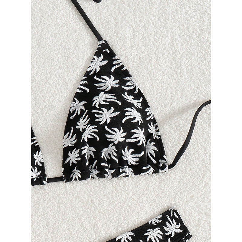 Damen Triangel-Bikini mit kreativem Blattmuster EB