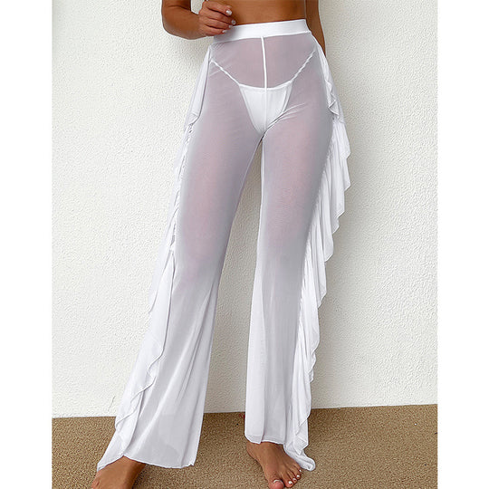 Damen Elegante Strandhose mit verspielten Rüschendetails EB