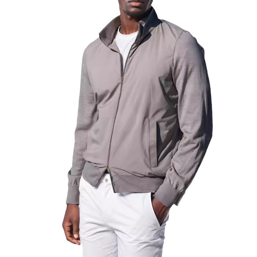 Herren modische Leichtjacke mit Stehkragen und praktischen Taschen EB