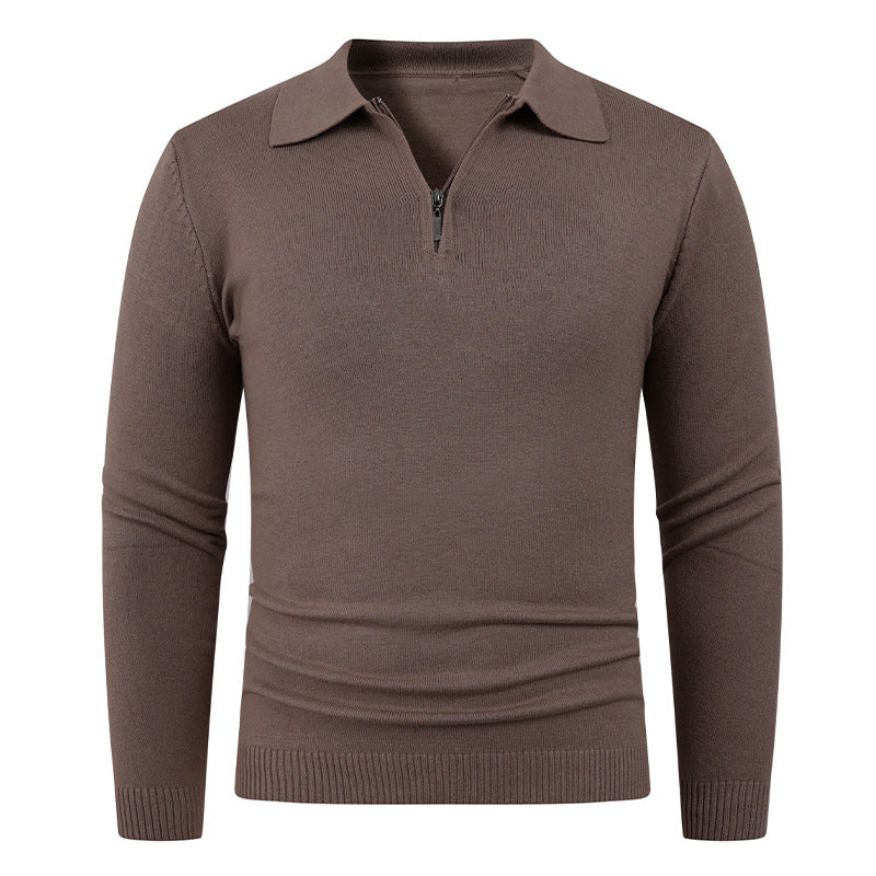 Herren Strickpullover mit halb offenem Kragen und feiner Rippenstruktur EB