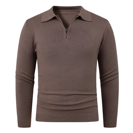 Herren Strickpullover mit halb offenem Kragen und feiner Rippenstruktur EB