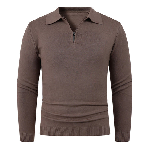 Herren Strickpullover mit halb offenem Kragen und feiner Rippenstruktur EB
