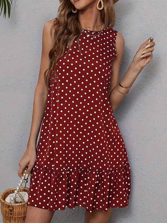 Damen lässiges Sommerkleid mit verspieltem Volant und buntem Mustermix EB
