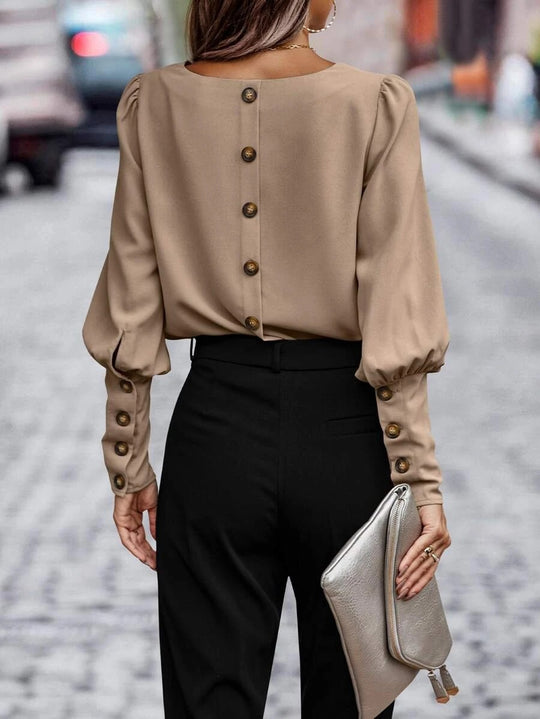 Damen Elegantes Oberteil mit Puffärmeln und sanftem Schnitt EB