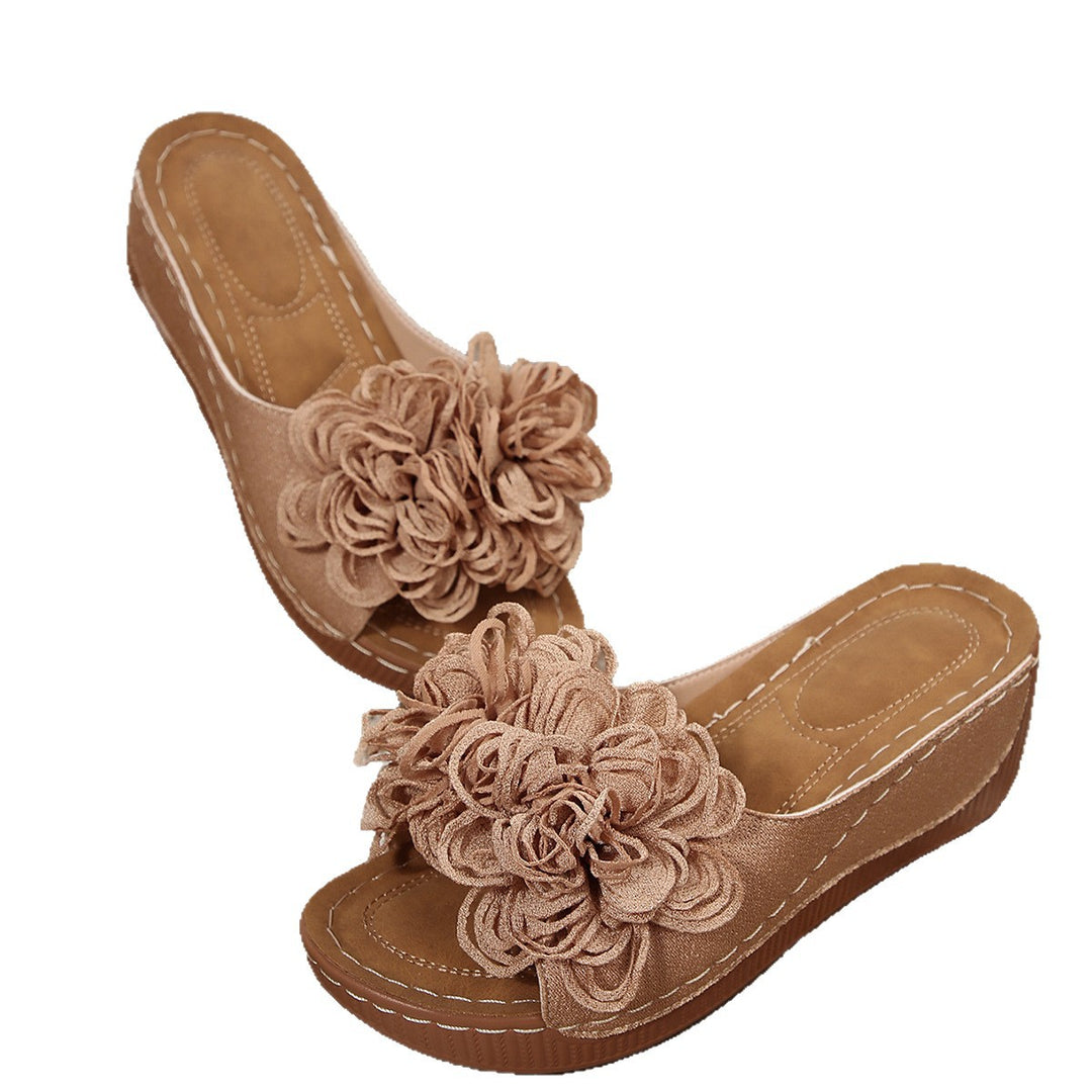 Damen Wedge-Pantolette mit floralen Applikationen EB