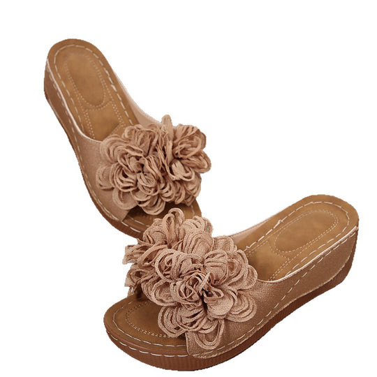 Damen Wedge-Pantolette mit floralen Applikationen EB