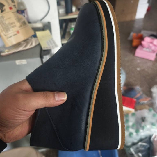 Damen nan Keil-Plateau-Slipper aus Kunstleder mit gepolstertem Komfortfußbett und rutschfester Leichtsohle EB