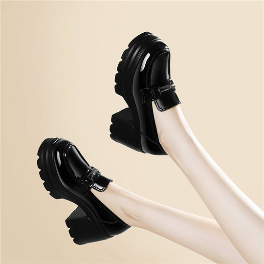 Damen modische Plateau-Schuhe mit glamourösem Schnallen-Detail EB