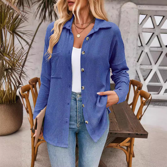 Damen lässige Strickjacke mit Knopfleiste EB