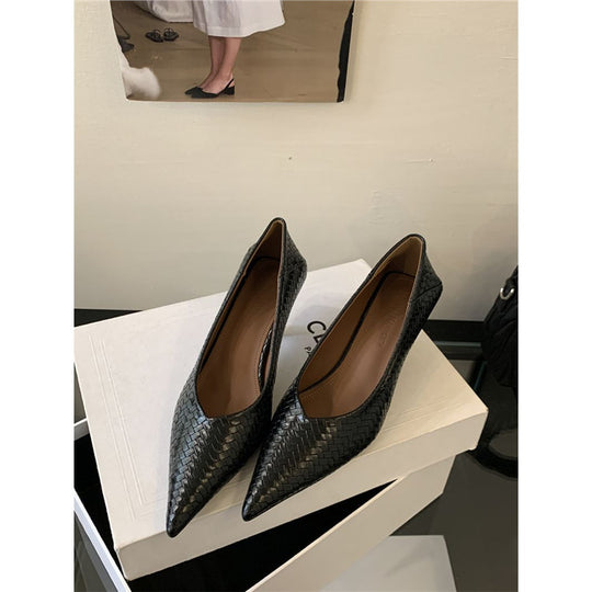 Damen elegante spitze Pumps mit geflochtenem Design und praktischem Komfort EB