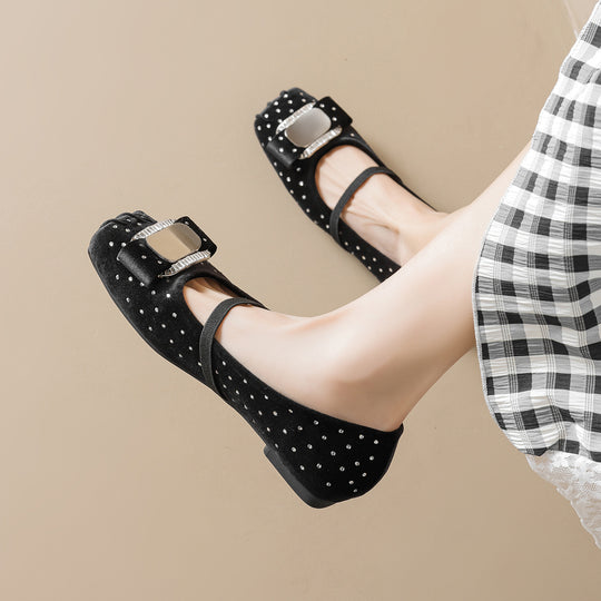 Damen Chice Ballerinas mit eleganter Schnalle und Strass-Applikationen EB