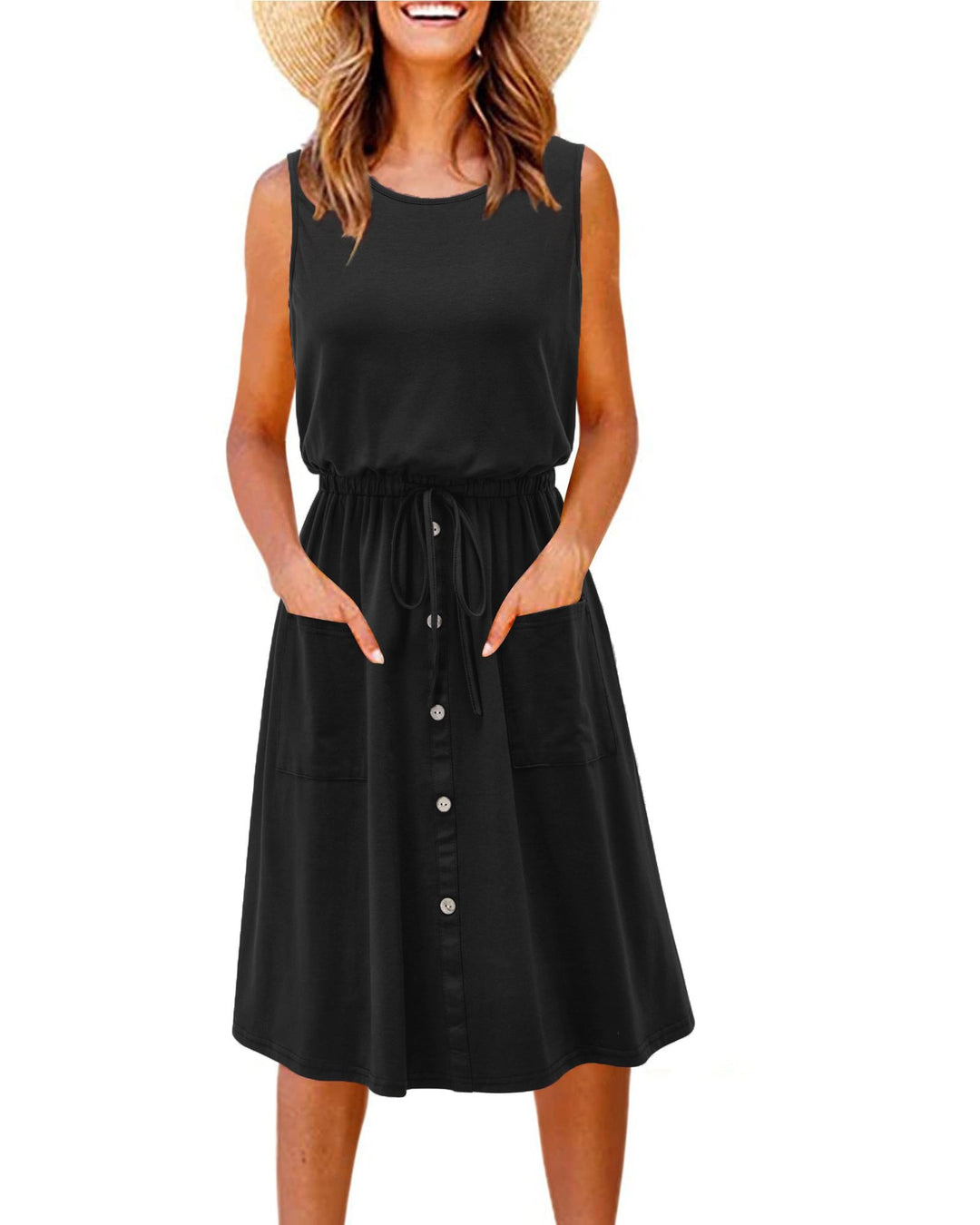 Damen Midi-Kleid mit tailliertem Schnitt und Knopfleiste EB