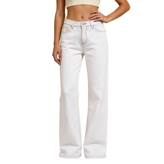 Damen Flared Jeans mit hohem Bund und eleganten Nahtdetails EB