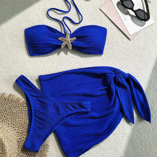 Damen Bandeau-Bikini mit schickem Wickeltuch EB