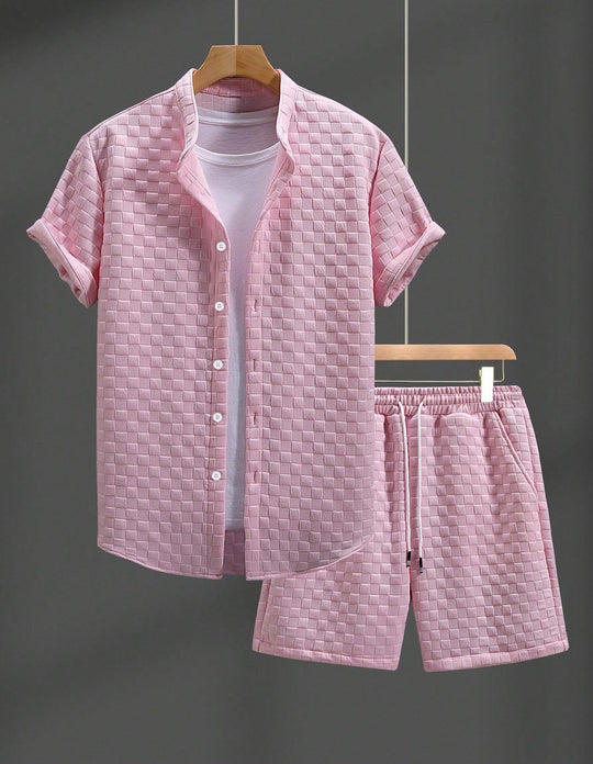 Damen lässiges Kurzarm Hemd und Shorts Set EB