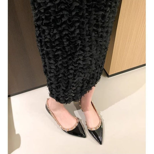 Damen elegante spitze Ballerinas mit glamourösen Verzierungen EB