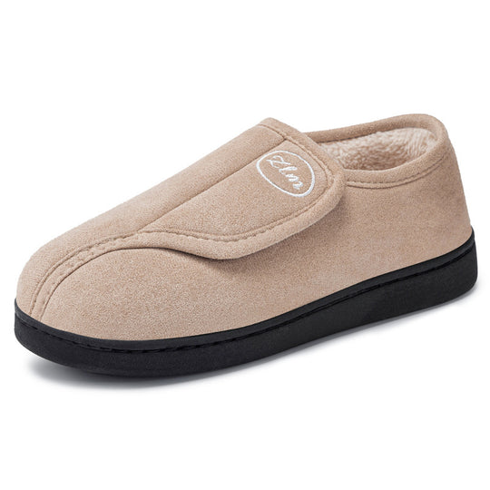 Damen Bequeme und warme Hausschuhslipper mit verstellbarem Klettverschluss EB