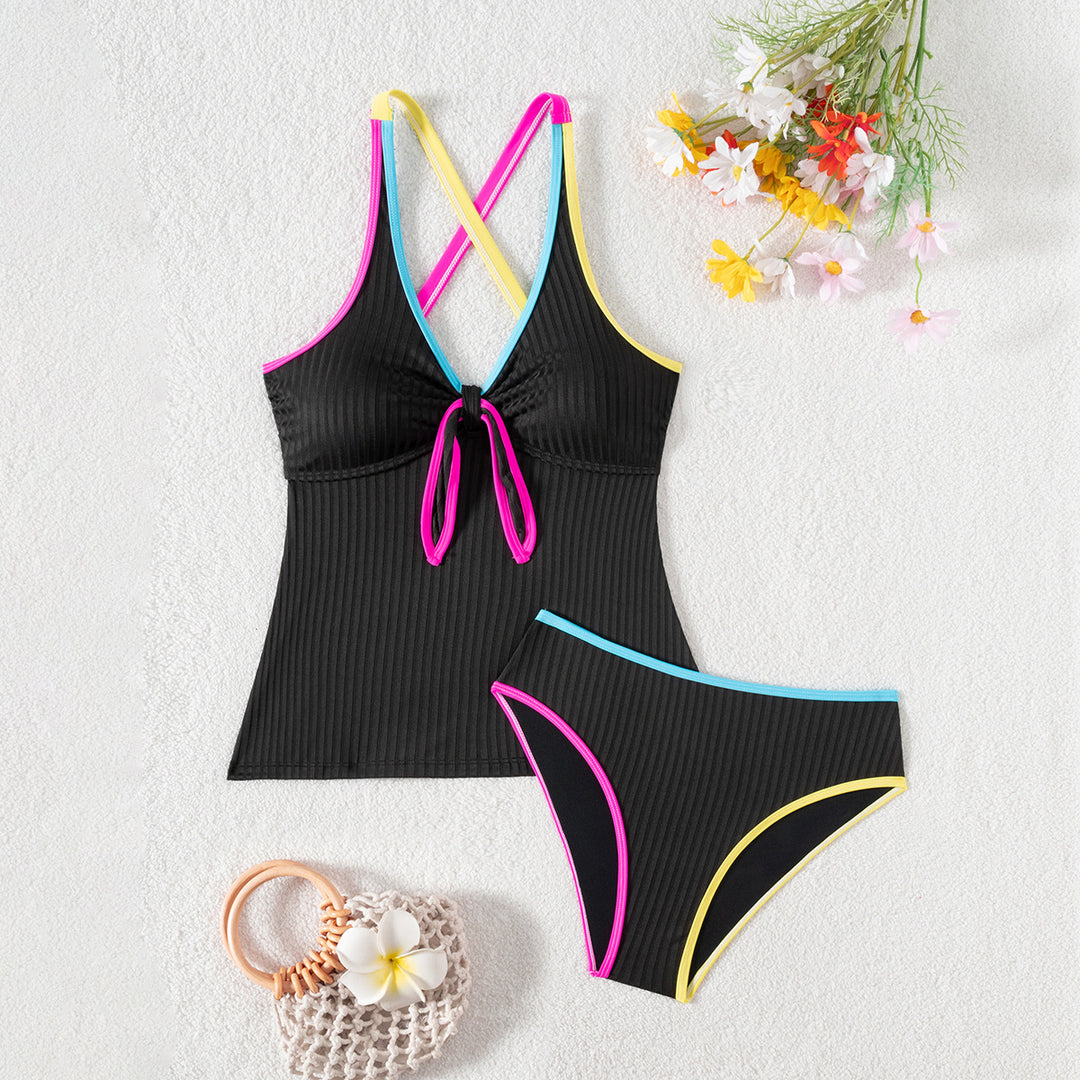 Damen Sportlicher Tankini mit farblichen Kontrasten EB