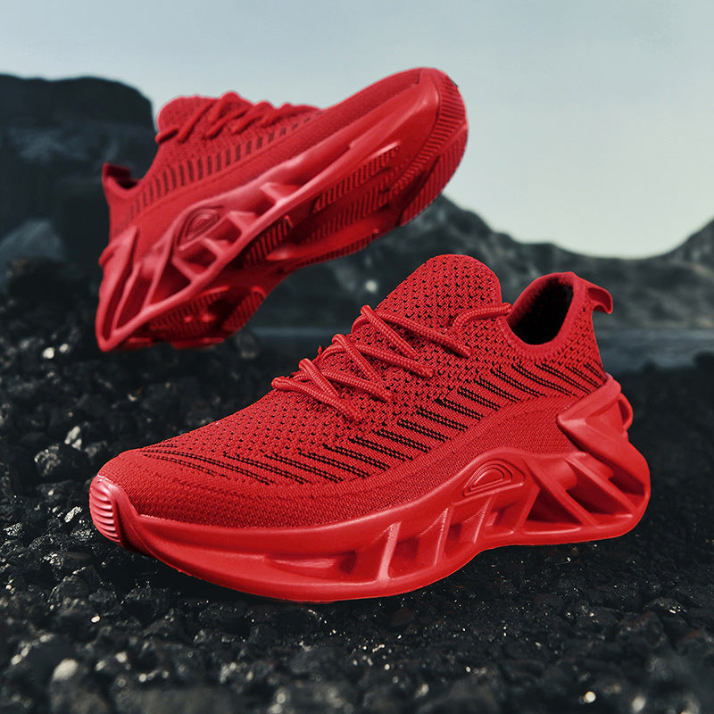 Unisex atmungsaktive Strick‑Runner mit skulpturierter Hohlkammer‑Plattform und flexibler Trail‑Laufsohle EB