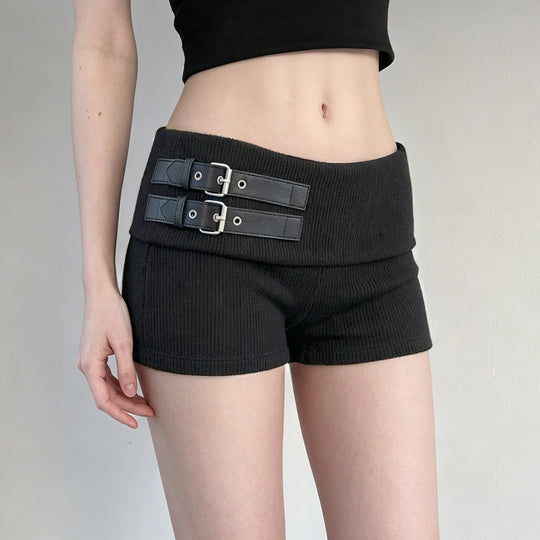 Damen Shorts mit breitem Bund und dekorativen Schnallen EB