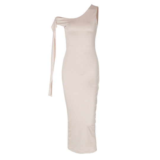 Damen Edles One-Shoulder-Kleid mit figurbetonter Silhouette und langen Ärmeln EB