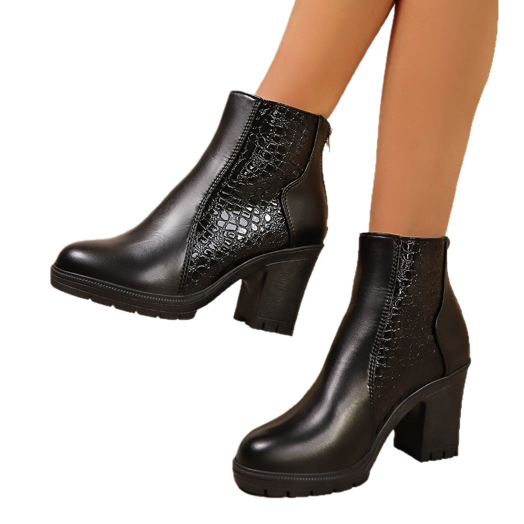 Damen modische Ankle-Boots mit strukturiertem Obermaterial EB